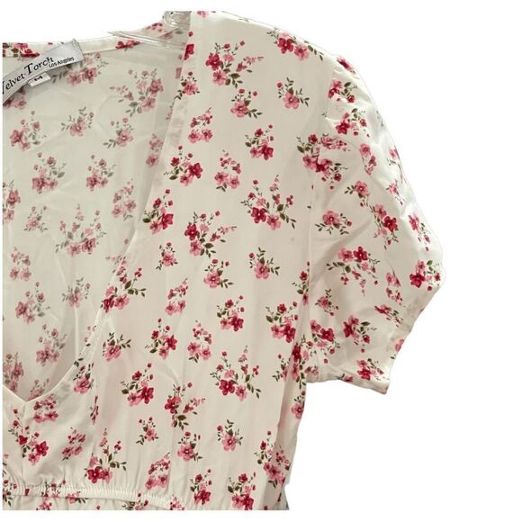 VELVET TORCH Women’s Dress Maxi Hi Low Cottage Core Boho Floral White Red M NWT - Picture 5 of 9